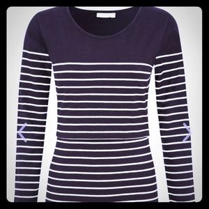 Nursing JoJo Maman BéBé black/white striped shirt
